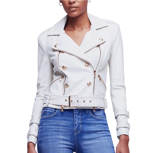 L'Agence Billie Belted Leather Jacket Size Medium - Picture 3 of 11